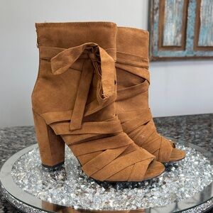 2 Lips Too Brown peep toe Heeled Booties 8